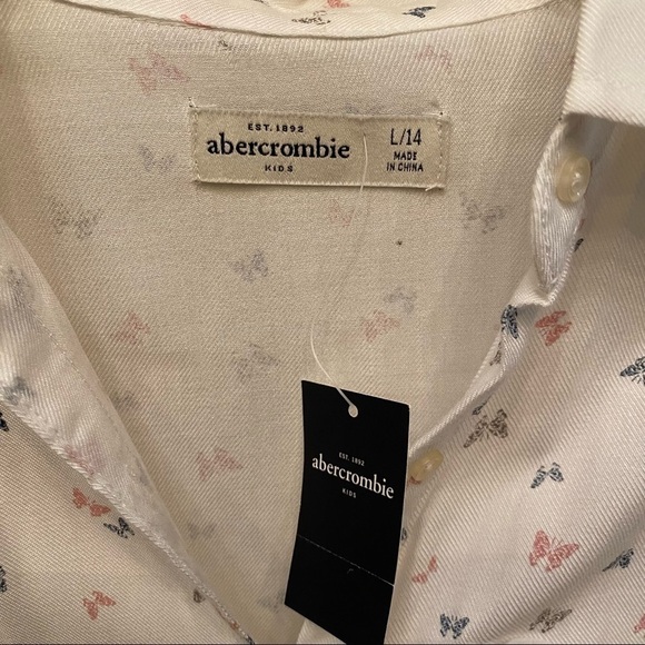NWT~ABERCROMBIE Kids Butterfly Print Sheer Back Top Size L/14 - Picture 8 of 11